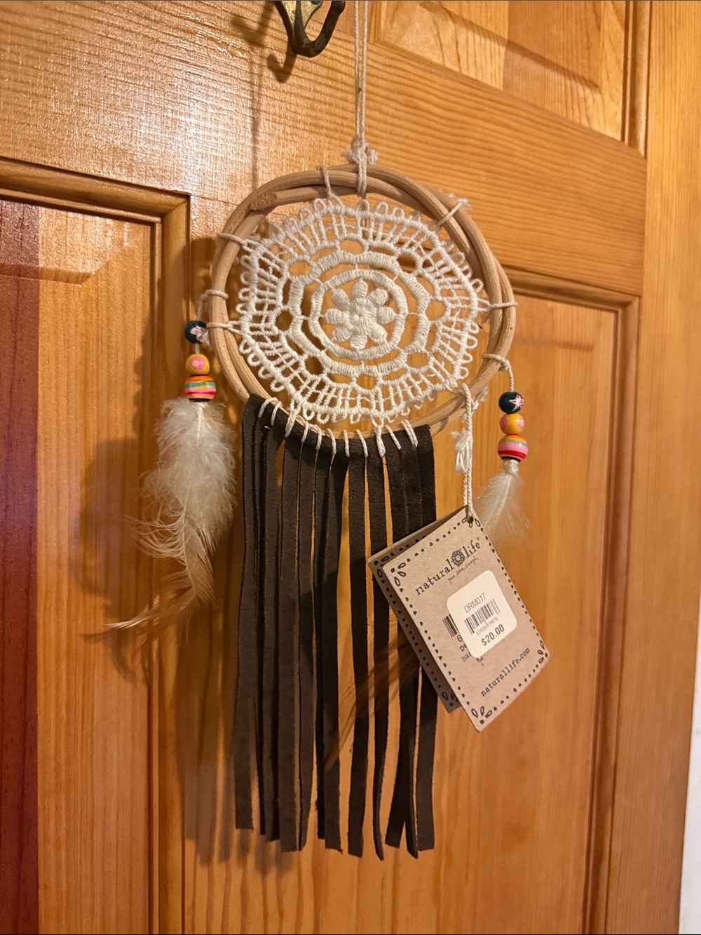 NATURAL LIFE Cream and Brown Fringe Dreamcatcher with Beads